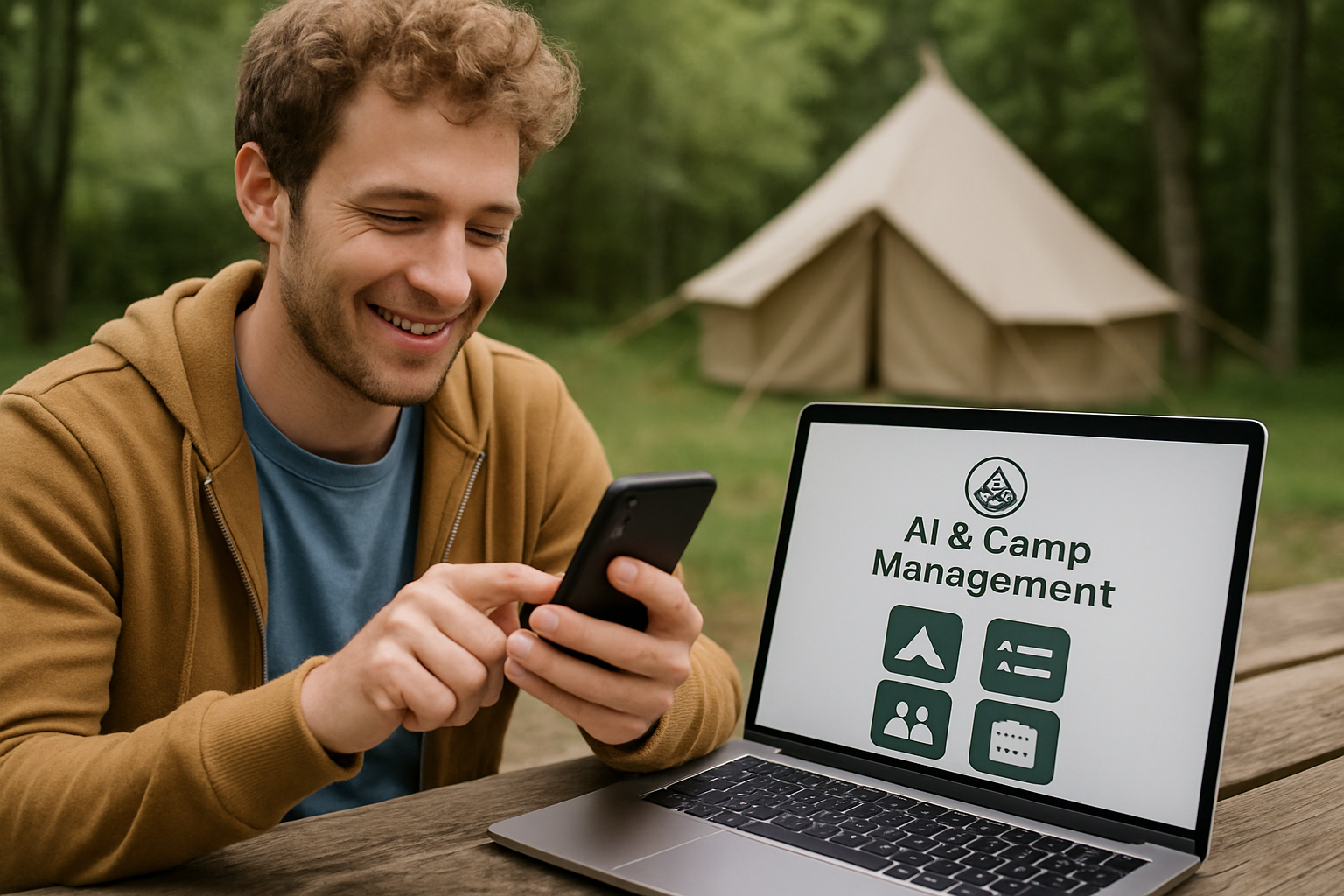photographic using AI and camp management app dont show the phone screen-1